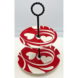 Mesa‎ Two Tier Serving Plate Red Heart Design